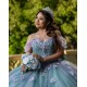 Sweetheart Neck Vestidos De 15 Anos Aqua Blue Quinceanera Dress 3D Flowers Girls Sweet 16 Dresses Off Shoulder 2024 Wear Pageant