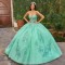 Aqua Quince Dress Instagram Sleeveless Gowns Lace Appliques Wear Pageant Sweetheart Neck Vestidos De 15 Anos With Cape