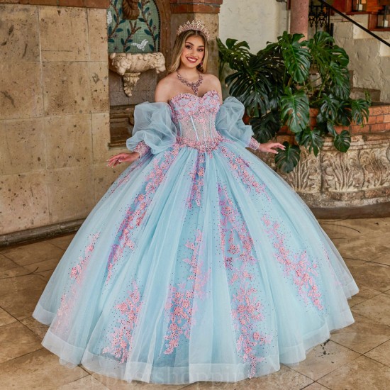 Sky Blue Quinceanera Dress Detachable Sweet 15 Gowns Lace Appliques Wear Pageant Sweetheart Neck 2024 Ball Gown Princess Dresses With Bow