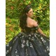 Off Shoulder Vestidos De 15 Anos Black Quinceanera Dress 3D Flowers Wear Pageant Sweetheart Neck Sweet 15 Prom Party Dresses