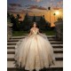 Champagne Quinceanera Dress Sequin Vestidos De 15 Anos Off Shoulder Wear Pageant Lace Appliques Girl 15 Birthday Party Gowns