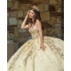 Sweetheart Neck Champagne Quinceanera Dresses 2024 Ball Gown Princess Dress Lace Appliques Sweet 15 Prom Party Dress