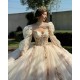 Two Piece Champagne Quinceanera Dresses Sweetheart Neck 2024 Ball Gown Princess Dress Lace Appliques Vestidos De 15 Anos