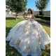 Two Piece Champagne Quinceanera Dresses Sweetheart Neck 2024 Ball Gown Princess Dress Lace Appliques Vestidos De 15 Anos