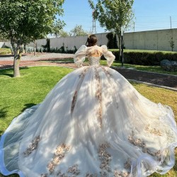 Two Piece Champagne Quinceanera Dresses Sweetheart Neck 2024 Ball Gown Princess Dress Lace Appliques Vestidos De 15 Anos