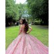 Coral Quinceanera Dress Off Shoulder Vestidos De 15 Anos Lace Appliques Wear Pageant Sweetheart Neck Sweet 15 Prom Party Dresses