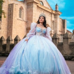 Detachable Aqua Quinceanera Dress Off Shoulder Vestidos De 15 Anos Sweetheart Neck Birthday Party Gowns