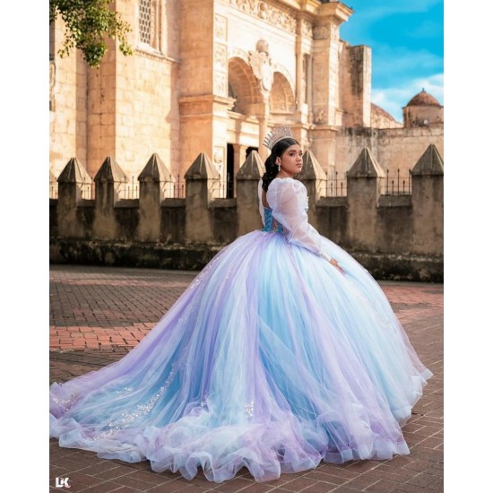 Detachable Aqua Quinceanera Dress Off Shoulder Vestidos De 15 Anos Sweetheart Neck Birthday Party Gowns