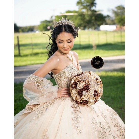 Detachable Champagne Quinceanera Dress Sleeveless Vestidos De 15 Anos Sequin Lace Appliques Sweetheart Neck Birthday Party Gowns