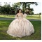 Detachable Champagne Quinceanera Dress Sleeveless Vestidos De 15 Anos Sequin Lace Appliques Sweetheart Neck Birthday Party Gowns