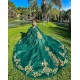 Off Shoulder Emerald Green Quinceanera Dress Vestidos De 15 Anos Lace Appliques Wear Pageant 