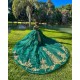 Off Shoulder Emerald Green Quinceanera Dress Vestidos De 15 Anos Lace Appliques Wear Pageant 