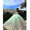 Jacket Green On Gold Quinceanera Dress Wear Pageant Vestidos De 15 Anos Lace Appliques Birthday Party Dress