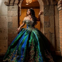 Green On Blue Quince Dress Off Shoulder 15 Anos Lace Appliques Sequin Women 2024 Ball Gown Sweetheart Neck Girl Birthday Gowns