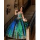 Green On Blue Quince Dress Off Shoulder 15 Anos Lace Appliques Sequin Women 2024 Ball Gown Sweetheart Neck Girl Birthday Gowns