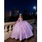 Lace Appliques Lilac Quince Dress Off Shoulder 15 Anos Sequin Women 2024 Ball Gown Sweetheart Neck Girl Birthday Gowns With Bow