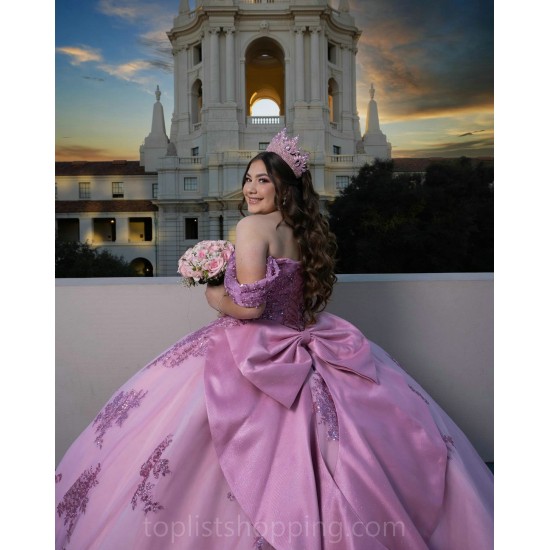 Lilac 2024 Quinceanera Dress Lace Appliques Sweetheart Neck Vestidos De 15 Anos Off Shoulder Wear Pageant Instagram Gowns With Bow