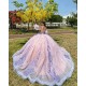 Lilac Quince Dress Sweetheart Neck 15 Anos Detachable Women 2024 Ball Gown Lace Appliques Crystal Girl Birthday Gowns