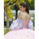 Lilac Quince Dress Sweetheart Neck 15 Anos Detachable Women 2024 Ball Gown Lace Appliques Crystal Girl Birthday Gowns