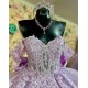 Off Shoulder Lilac Quinceanera Dresses Sweetheart Neck Vestidos De 15 Anos Lace Appliques 15 Dress With Bow