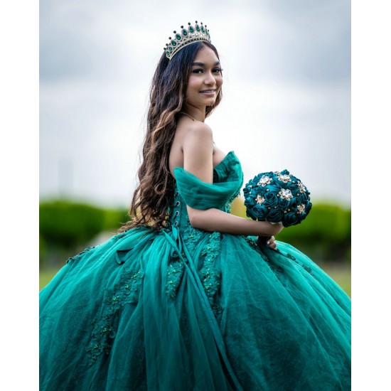 Off Shoulder Green Quinceanera Dress Sequin Birthday Party Gowns Lace Appliques Sweetheart Neck Vestidos De 15 Anos