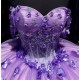 Off Shoulder Lilac Quince Dress Sweetheart Neck Vestidos De 15 Anos Sheer Bodice Sequin Birthday Party Dress With 3D Flowers