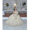 Off Shoulder Vestidos De 15 Anos Sequin Champagne Quinceanera Dress Lace Appliques Sweetheart Neck Princess Dress With Bow