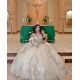 Off Shoulder Vestidos De 15 Anos Sequin Champagne Quinceanera Dress Lace Appliques Sweetheart Neck Princess Dress With Bow