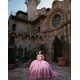 Pink Quinceanera Dress Off Shoulder 2024 Ball Gown Princess Dresses Sequin Lace Appliques Birthday Party Robe With Bow