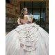 V Neck Pink Quinceanera Dresses Off Shoulder 2024 Ball Gown Princess Dress Lace Appliques Vestidos De 15 Anos With Bow