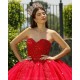 Red Quince Dress Cape Sleeve 15 Anos Crystal Sweetheart Neck Women 2024 Ball Gown Lace Appliques Pearl Girl Birthday Gowns