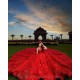 Off Shoulder Red Quince Dress Wear Pageant Sequin Girl Birthday Party Gowns Beading Vestidos De 15 Anos With Bow