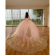 Rose Gold Quince Dress Off Shoulder 15 Anos Crystal Sweetheart Neck Women 2024 Ball Gown Lace Appliques Sequin Girl Birthday Gowns