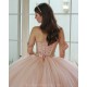 Rose Gold Quince Dress Off Shoulder 15 Anos Crystal Sweetheart Neck Women 2024 Ball Gown Lace Appliques Sequin Girl Birthday Gowns