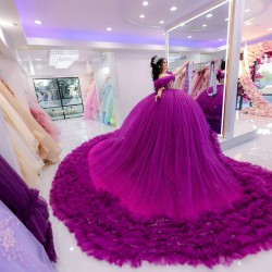 Ruffled Purple Quince Dress 15 Anos Sweetheart Neck Women 2024 Ball Gown Off Shoulder Girl Birthday Gowns