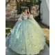 Sage Green Quince Dress Sweetheart Neck Girls Sweet 16 Dresses Sequin 3D Flowers Vestidos De 15 Anos Wear Pageant