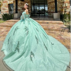 Sagr Green Quinceanera Dresses Sweetheart Neck 2024 Ball Gown Sleeveless Princess Dress Lace Appliques Vestidos De 15 Anos