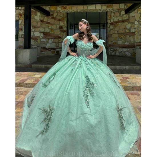 Sagr Green Quinceanera Dresses Sweetheart Neck 2024 Ball Gown Sleeveless Princess Dress Lace Appliques Vestidos De 15 Anos