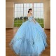 Sweetheart Neck 15 Anos Sky Blue Quince Dress Detachable Women 2024 Ball Gown Crystal Girl Birthday Gowns With 3D Flowers