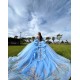 Sky Blue Quinceanera Dress Off Shoulder Sequin Vestidos De 15 Anos Rose Gold Lace Appliques Wear Pageant Sweetheart Women Tulle 2024 Ball Gown