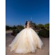 Sleeveless Champagne Quinceanera Dress Lace Appliques Sweetheart Neck Sweet 15 Gowns