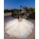 Sleeveless Champagne Quinceanera Dress Lace Appliques Sweetheart Neck Sweet 15 Gowns