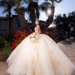 Sleeveless Champagne Quinceanera Dress Lace Appliques Sweetheart Neck Sweet 15 Gowns