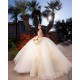 Sleeveless Champagne Quinceanera Dress Lace Appliques Sweetheart Neck Sweet 15 Gowns