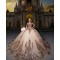 Strapless Champagne Quinceanera Dress Sleeveless Sweet 15 Gowns Sequin Wear Pageant Lace Appliques Sweetheart Neck Vestidos De 15 Anos