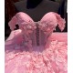 Sweetheart Neck Pink Quince Dress Sheer Bodice Wear Pageant Off Shoulder Vestidos De 15 Anos Pearl Instagram Gowns With 3D Butterfly