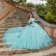 Sweetheart Neck Aqua Blue Quinceanera Dress Sweet 15 Gowns Sequin XV Anos Lace Appliques Sleeveless Vestidos De 15 Anos