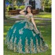 Sweetheart Neck Emerald Green Quinceanera Dress Sweet 15 Birthday Party Gown Sequin XV Anos Lace Appliques Off Shoulder Vestidos De 15 Anos