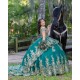 Sweetheart Neck Emerald Green Quinceanera Dress Sweet 15 Birthday Party Gown Sequin XV Anos Lace Appliques Off Shoulder Vestidos De 15 Anos