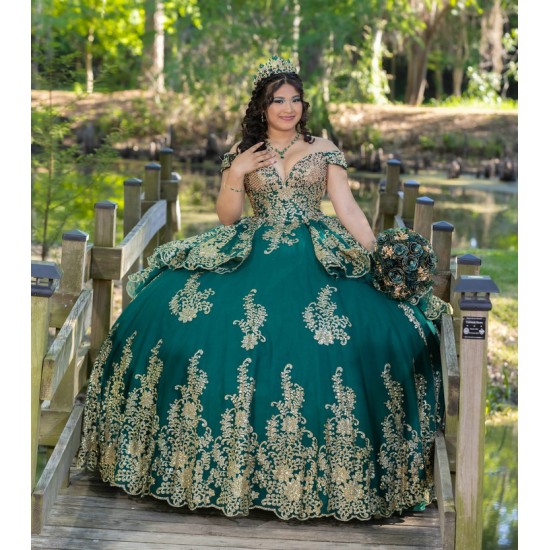 Sweetheart Neck Emerald Green Quinceanera Dress Sweet 15 Birthday Party Gown Sequin XV Anos Lace Appliques Off Shoulder Vestidos De 15 Anos